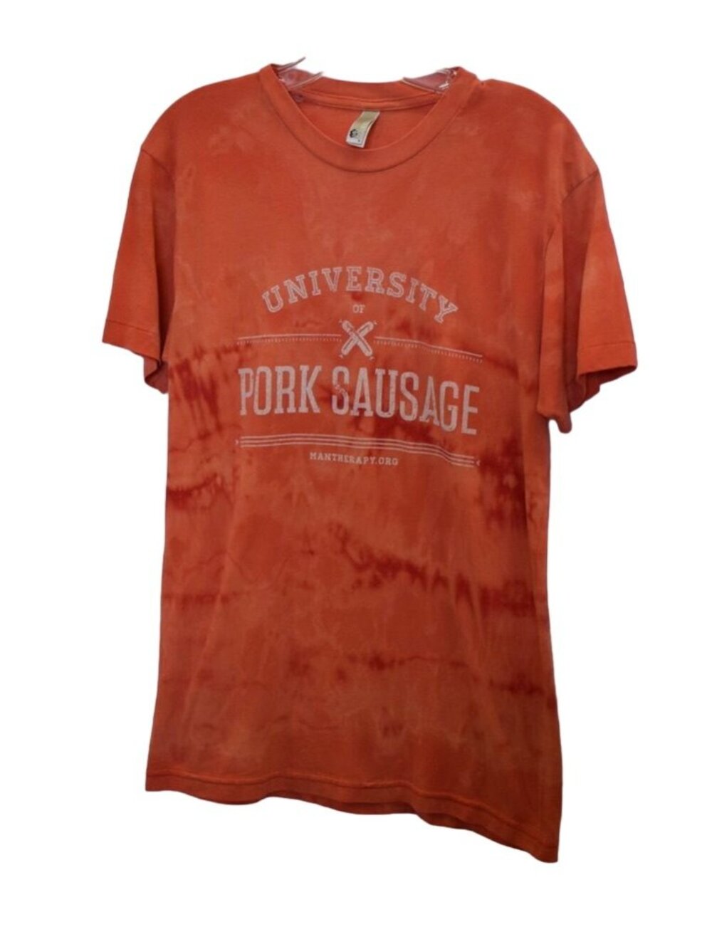 Unisex American Apparel Orange University of Pork Sausage Bleach Dye Tee Size M